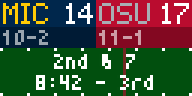 The display showing a live college football game, Michigan at Ohio State